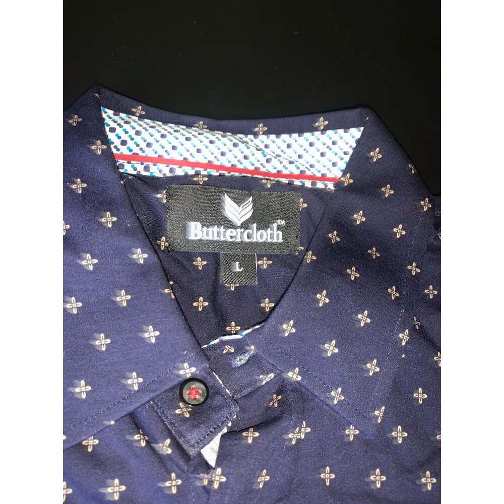 Butter Cloth Shirt Mens L Blue Long Sleeve Button Up Casual Flip Cuff - Picture 4 of 9
